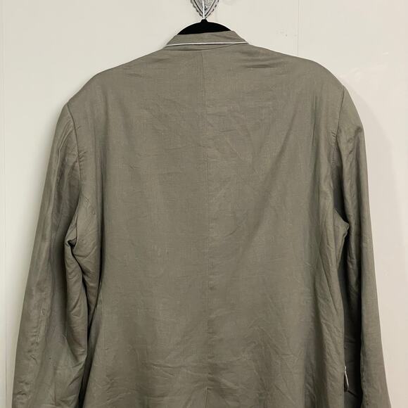 Zara Man 46R utility military blazer jacket olive green white trim linen summer - Picture 6 of 7